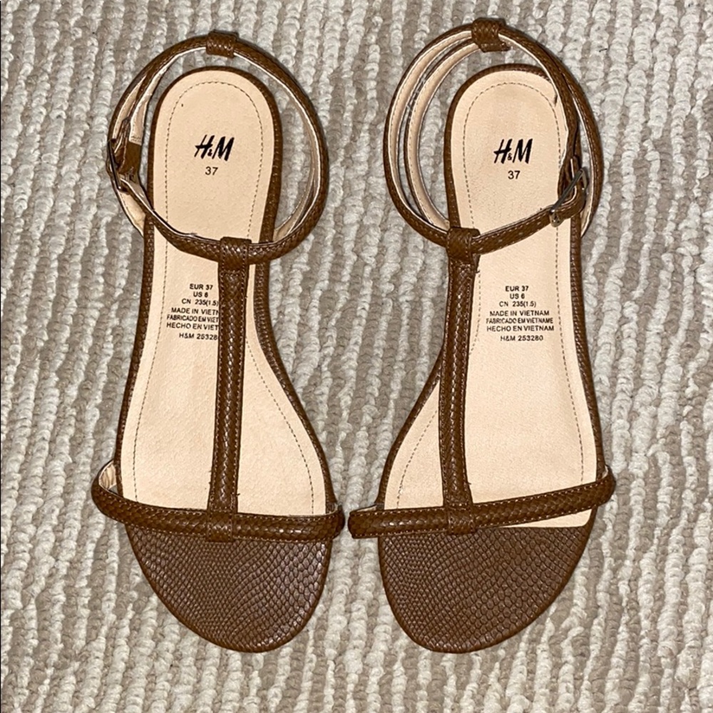 Brown T-Strap Sandals